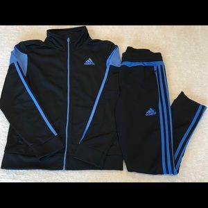 Boys Blue and Black Adidas Track Suit Size 10